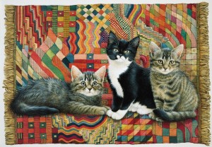 Grafika: Christie, Posky and Zelly on a Deco Rug (1000) kattenpuzzel