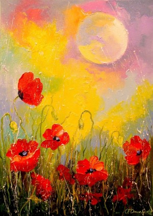 Enjoy: Poppies in the Moonlight (1000) verticale puzzel