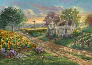 Schmidt: Thomas Kinkade - Sunflower Fields (1000) legpuzzel