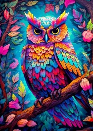 Enjoy: Dazzling Owl (1000) verticale puzzel