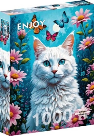 Enjoy: White Cat (1000) verticale puzzel