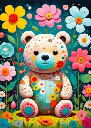 Enjoy: Flower Teddy Bear (1000) verticale puzzel