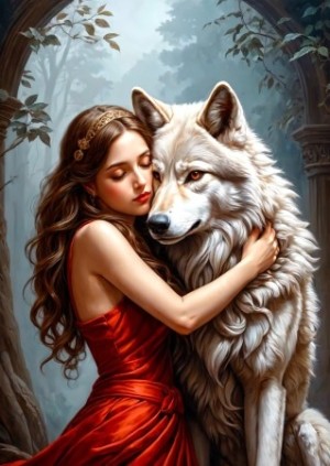 Enjoy: Lady and the Wolf (1000) verticale puzzel