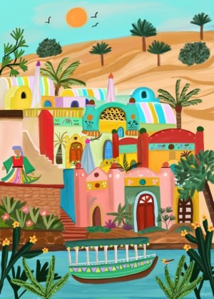 Pieces and Peace: The Nubian Village (500) verticale puzzel