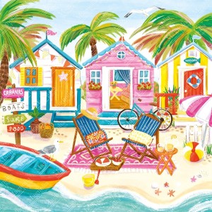 Magnolia: Beach Huts (1023) vierkante puzzel