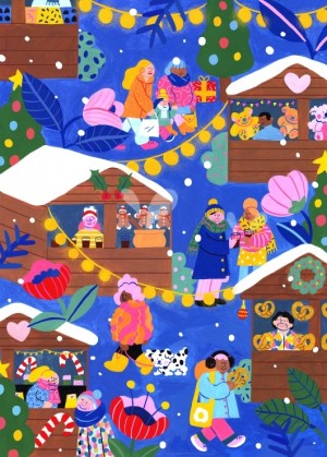 Pieces and Peace: Christmas Market (500) verticale puzzel