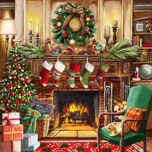 SunsOut: Resting by the Fireplace (500XL) kerstpuzzel