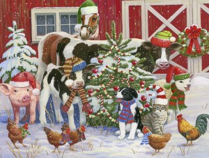 SunsOut: Merry Christmas in the Barnyard (300XXL) kerstpuzzel