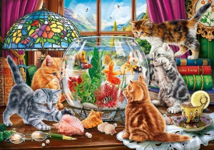 SunsOut: Kittens and the Aquarium (500XL) kattenpuzzel