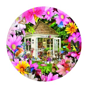 SunsOut: Garden Shed in Flowers (500) ronde puzzel