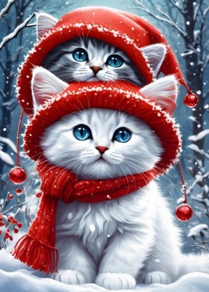 Bluebird: Kitties in the Winter (300XL) verticale puzzel