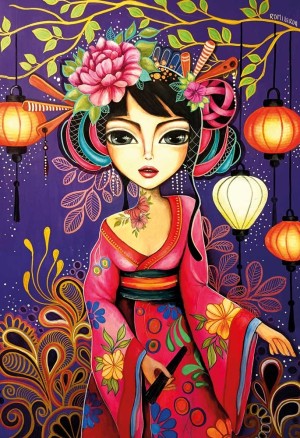 Magnolia: Geisha (1000) verticale puzzel