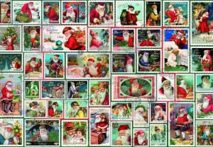 Grafika: Santa Stamps (1000) kerstpuzzel