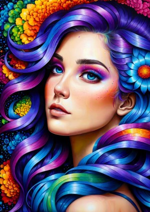 Enjoy: Rainbow Flower Portrait (1000) verticale puzzel