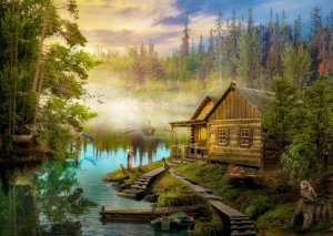 Enjoy: A Log Cabin on the River (1000) legpuzzel