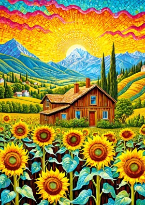 Enjoy: Sunflower House (1000) verticale puzzel