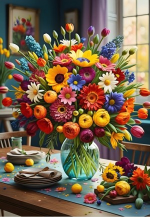 Bluebird: Colourful Bouquet (1000) verticale puzzel