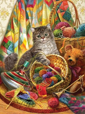 SunsOut: Kitten and Wool (1000) verticale puzzel