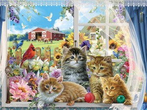 SunsOut: Kittens in the Window (1000) kattenpuzzel