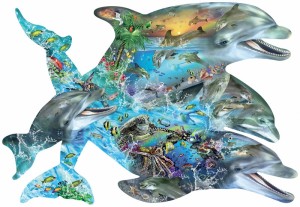 SunsOut: Song of the Dolphins (1000) shaped puzzel